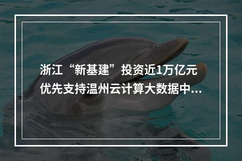 浙江“新基建”投资近1万亿元 优先支持温州云计算大数据中心