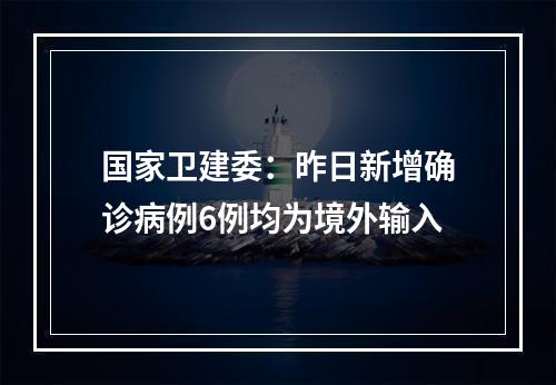 国家卫建委：昨日新增确诊病例6例均为境外输入
