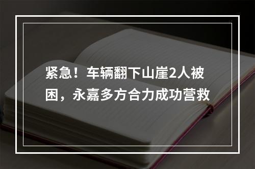 紧急！车辆翻下山崖2人被困，永嘉多方合力成功营救