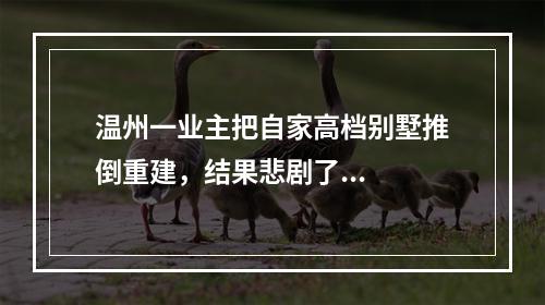 温州一业主把自家高档别墅推倒重建，结果悲剧了...