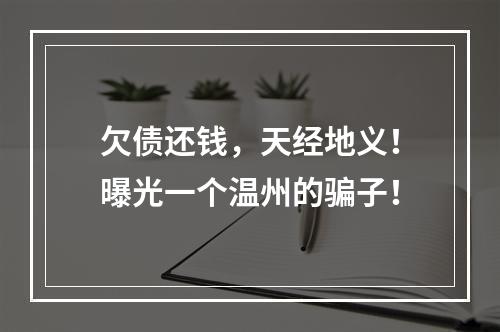 欠债还钱，天经地义！曝光一个温州的骗子！