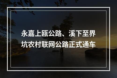 永嘉上瓯公路、溪下至界坑农村联网公路正式通车
