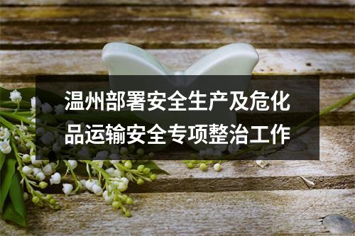 温州部署安全生产及危化品运输安全专项整治工作