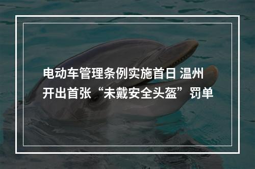 电动车管理条例实施首日 温州开出首张“未戴安全头盔”罚单