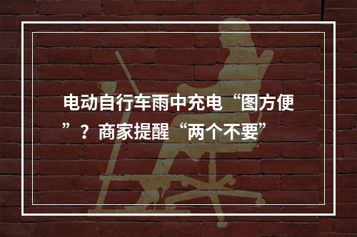 电动自行车雨中充电“图方便”？商家提醒“两个不要”