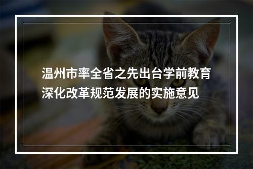 温州市率全省之先出台学前教育深化改革规范发展的实施意见