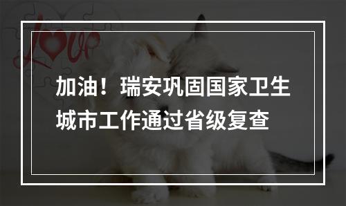 加油！瑞安巩固国家卫生城市工作通过省级复查