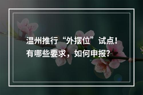 温州推行“外摆位”试点！有哪些要求，如何申报？