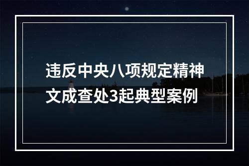 违反中央八项规定精神文成查处3起典型案例