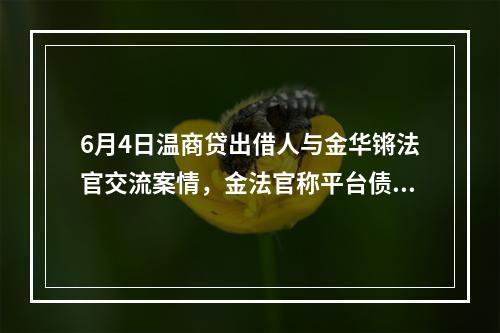 6月4日温商贷出借人与金华锵法官交流案情，金法官称平台债转的合法性问题在审理结束