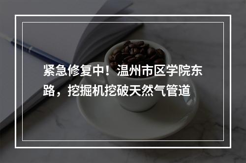紧急修复中！温州市区学院东路，挖掘机挖破天然气管道