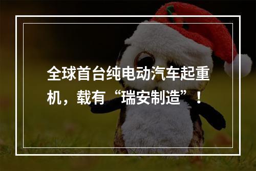 全球首台纯电动汽车起重机，载有“瑞安制造”！