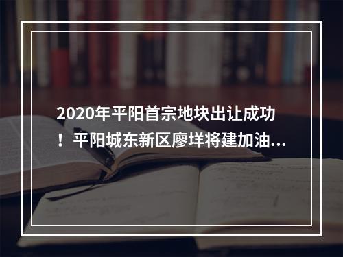 2020年平阳首宗地块出让成功！平阳城东新区廖垟将建加油站