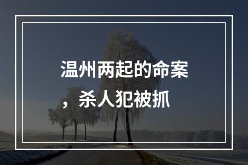 温州两起的命案，杀人犯被抓