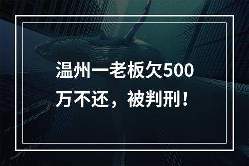 温州一老板欠500万不还，被判刑！