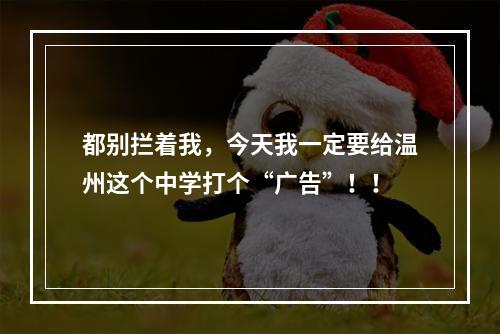 都别拦着我，今天我一定要给温州这个中学打个“广告”！！
