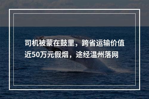司机被蒙在鼓里，跨省运输价值近50万元假烟，途经温州落网