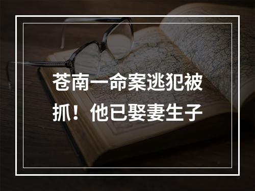 苍南一命案逃犯被抓！他已娶妻生子