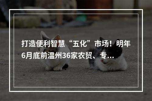 打造便利智慧“五化”市场！明年6月底前温州36家农贸、专业市场将达到 “五化”创...