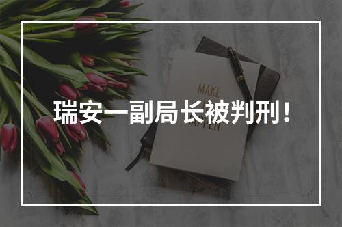 瑞安一副局长被判刑！