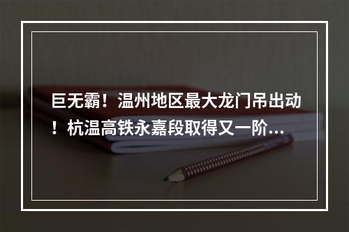 巨无霸！温州地区最大龙门吊出动！杭温高铁永嘉段取得又一阶段性成果