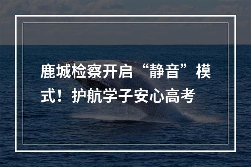 鹿城检察开启“静音”模式！护航学子安心高考