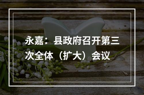 永嘉：县政府召开第三次全体（扩大）会议