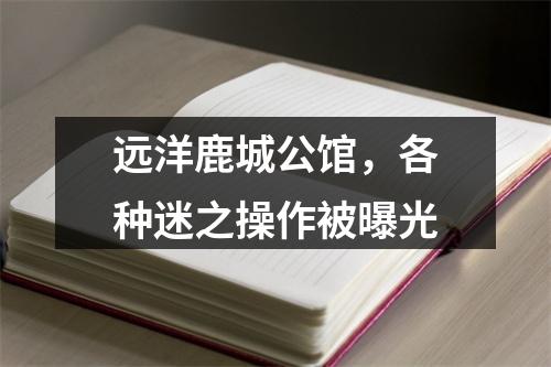 远洋鹿城公馆，各种迷之操作被曝光