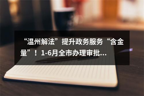 “温州解法”提升政务服务“含金量”！1-6月全市办理审批事项450万件