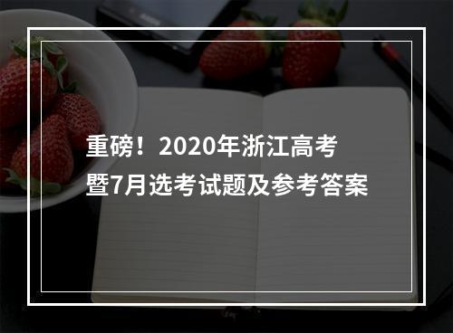 重磅！2020年浙江高考暨7月选考试题及参考答案