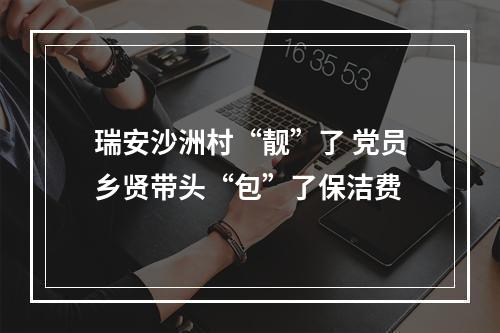 瑞安沙洲村“靓”了 党员乡贤带头“包”了保洁费