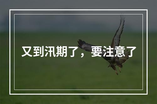 又到汛期了，要注意了