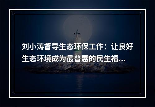 刘小涛督导生态环保工作：让良好生态环境成为最普惠的民生福祉