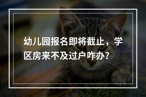幼儿园报名即将截止，学区房来不及过户咋办？