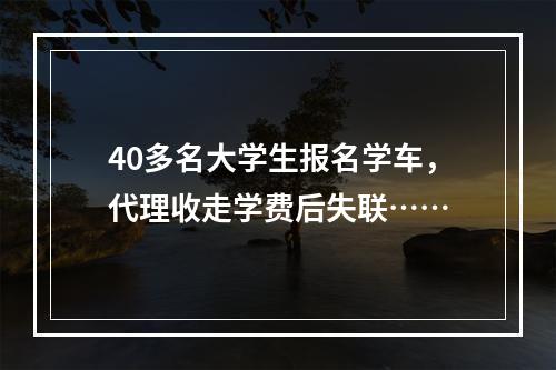40多名大学生报名学车，代理收走学费后失联……