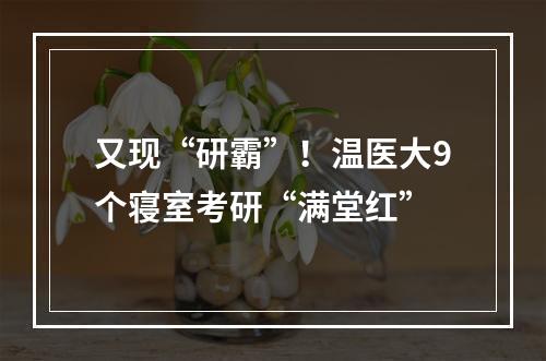 又现“研霸”！温医大9个寝室考研“满堂红”