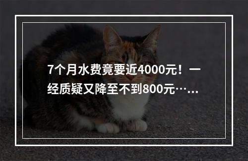 7个月水费竟要近4000元！一经质疑又降至不到800元……