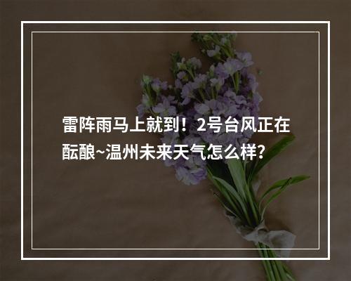 雷阵雨马上就到！2号台风正在酝酿~温州未来天气怎么样？