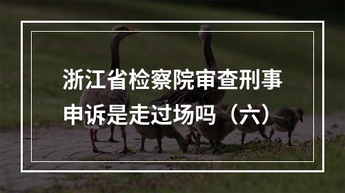 浙江省检察院审查刑事申诉是走过场吗（六）