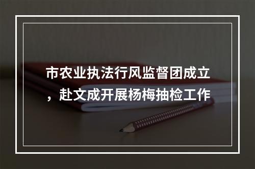 市农业执法行风监督团成立，赴文成开展杨梅抽检工作