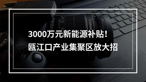 3000万元新能源补贴！瓯江口产业集聚区放大招