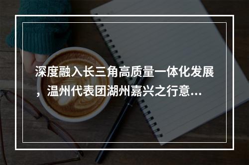 深度融入长三角高质量一体化发展，温州代表团湖州嘉兴之行意味深长