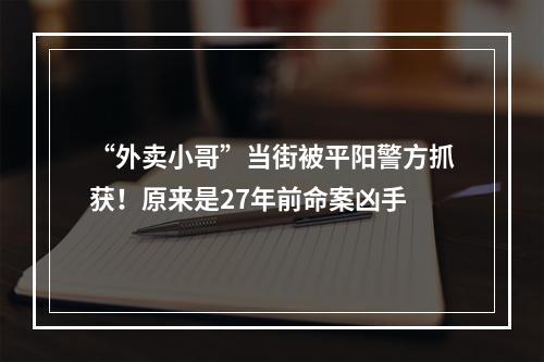 “外卖小哥”当街被平阳警方抓获！原来是27年前命案凶手