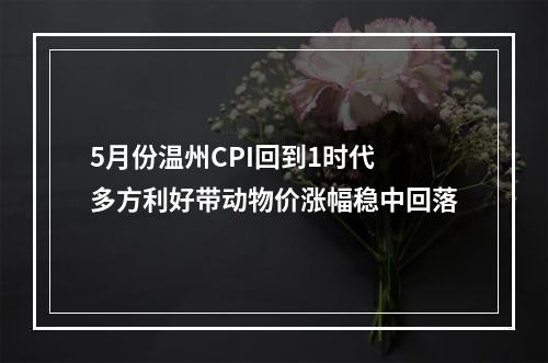5月份温州CPI回到1时代 多方利好带动物价涨幅稳中回落