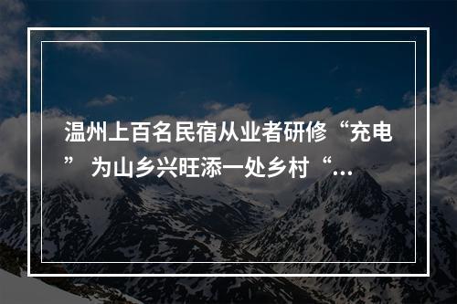 温州上百名民宿从业者研修“充电” 为山乡兴旺添一处乡村“烟火”