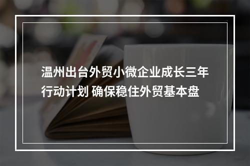 温州出台外贸小微企业成长三年行动计划 确保稳住外贸基本盘