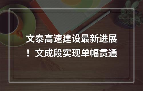 文泰高速建设最新进展！文成段实现单幅贯通