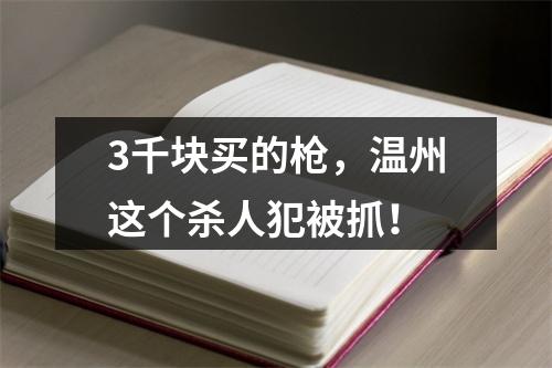 3千块买的枪，温州这个杀人犯被抓！