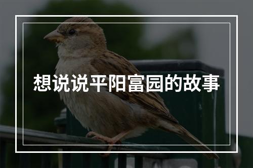 想说说平阳富园的故事
