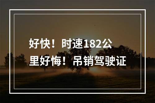 好快！时速182公里好悔！吊销驾驶证